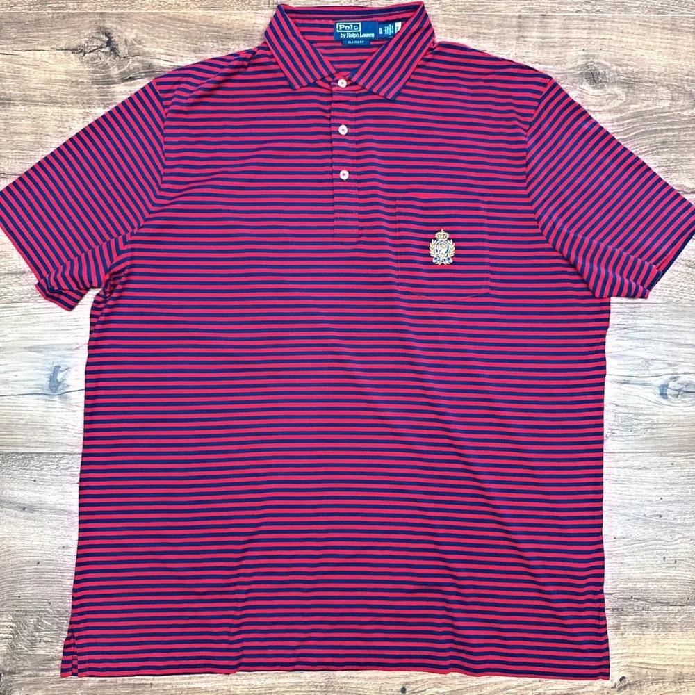 Polo Ralph Lauren Mens XL Red Blue Stripes Crest Preppy Pony 90s Academia Career